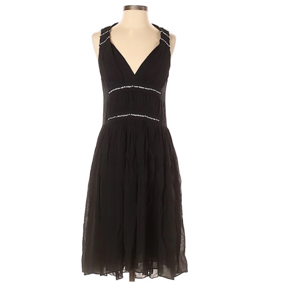 THEORY BLACK MIDI SLEEVELESS DRESS